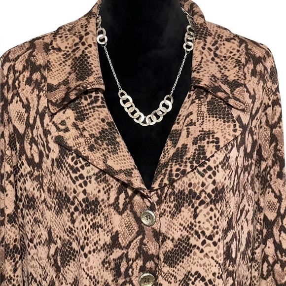 Simonton Says Snakeskin Brown Metalic Tunic Top SZ XL - Picture 3 of 11